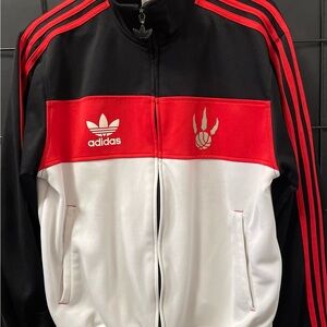 Adidas Men's Black, Red, and White Varsity Jacket